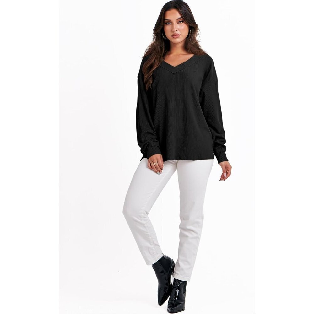 Oversized Long Sleeve Off Shoulder Shirt Women's Casual Tunic Top - Picture 7 of 9
